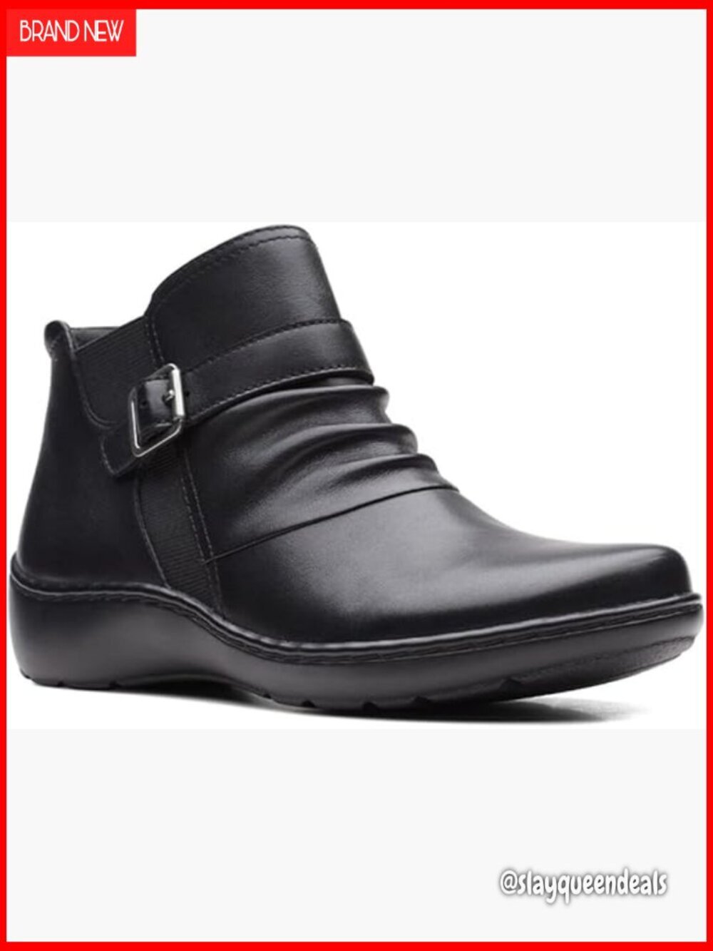 Rouched Ankle Boots with Strap Buckle, 1.75 Inch Heel, Synthetic Sole